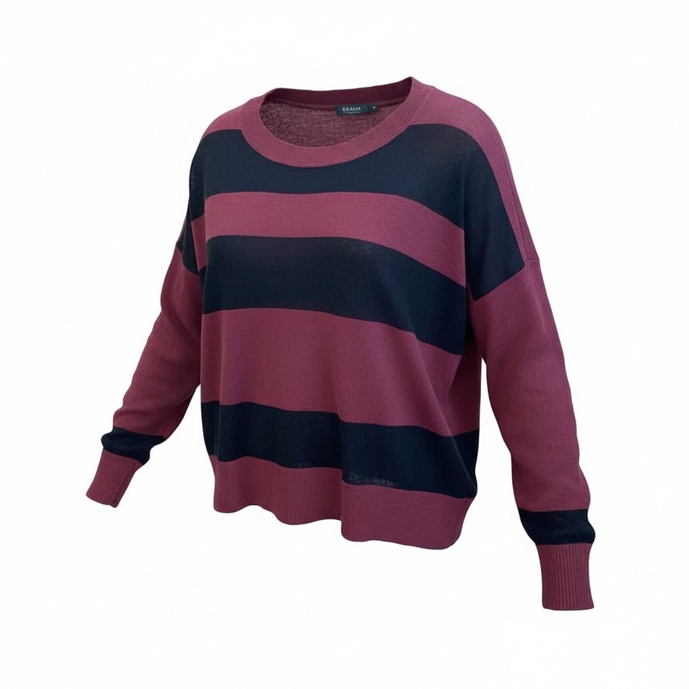 Guess Striped Sweater Womens XS Burgundy Cashmere Angora Grunge Indie Sleaze Y2K
